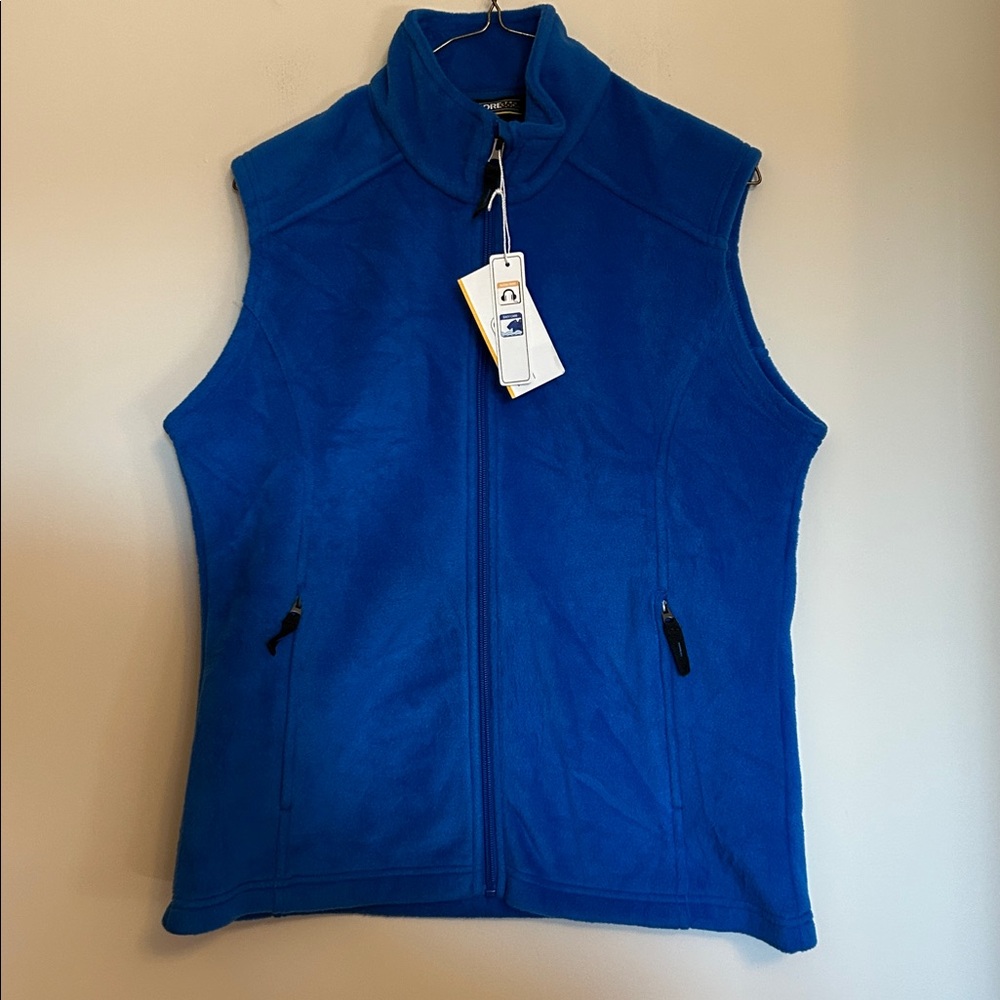 Core365 blue fleece vest.  Zip pocket and an inside pocket for a phone. New/tags